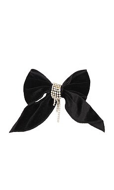Ettika Velvet Bow Crystal Chain Hair Clip in Black from Revolve.com | Revolve Clothing (Global)