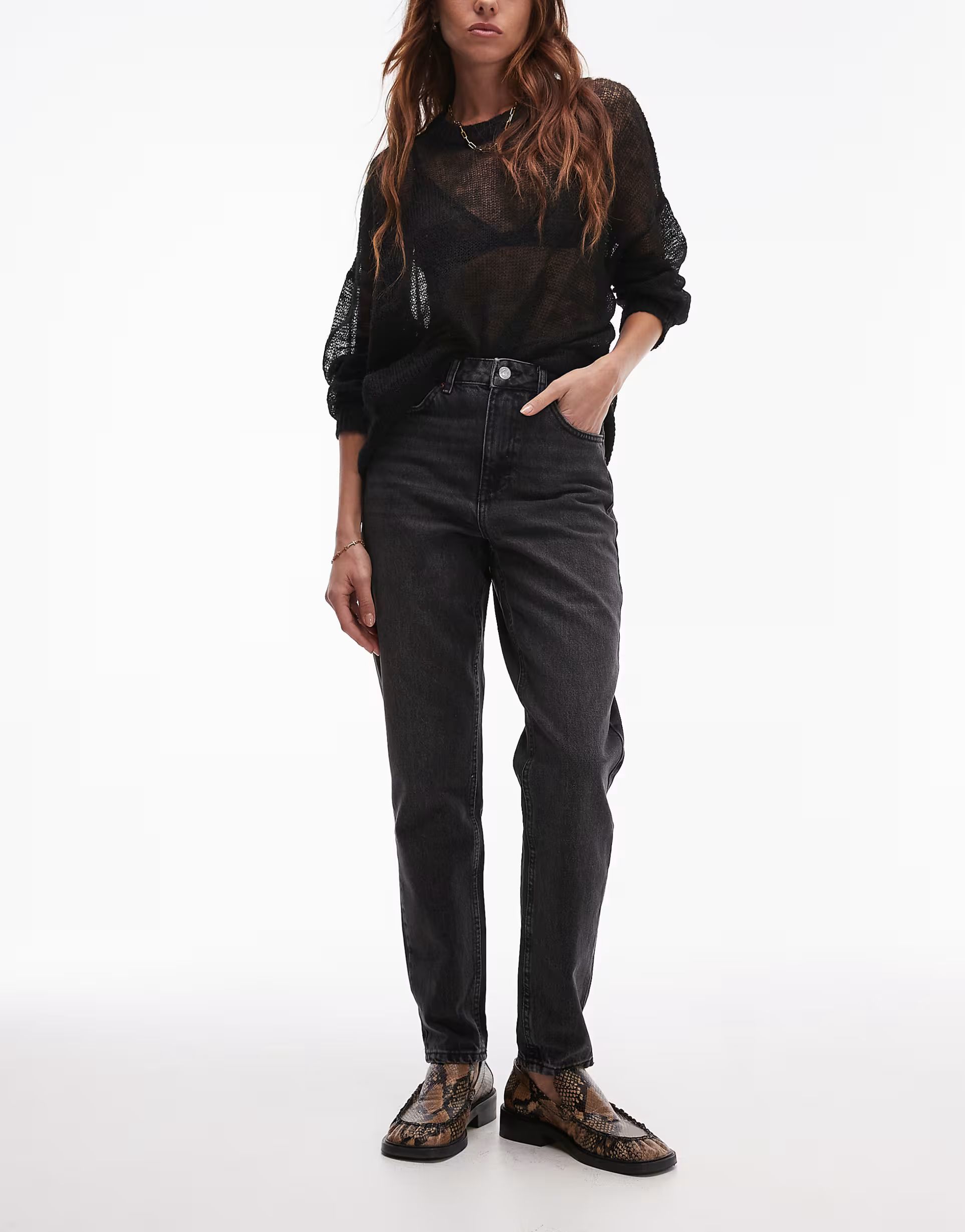 Topshop – Mom-Jeans in verwaschenem Schwarz | ASOS (Global)