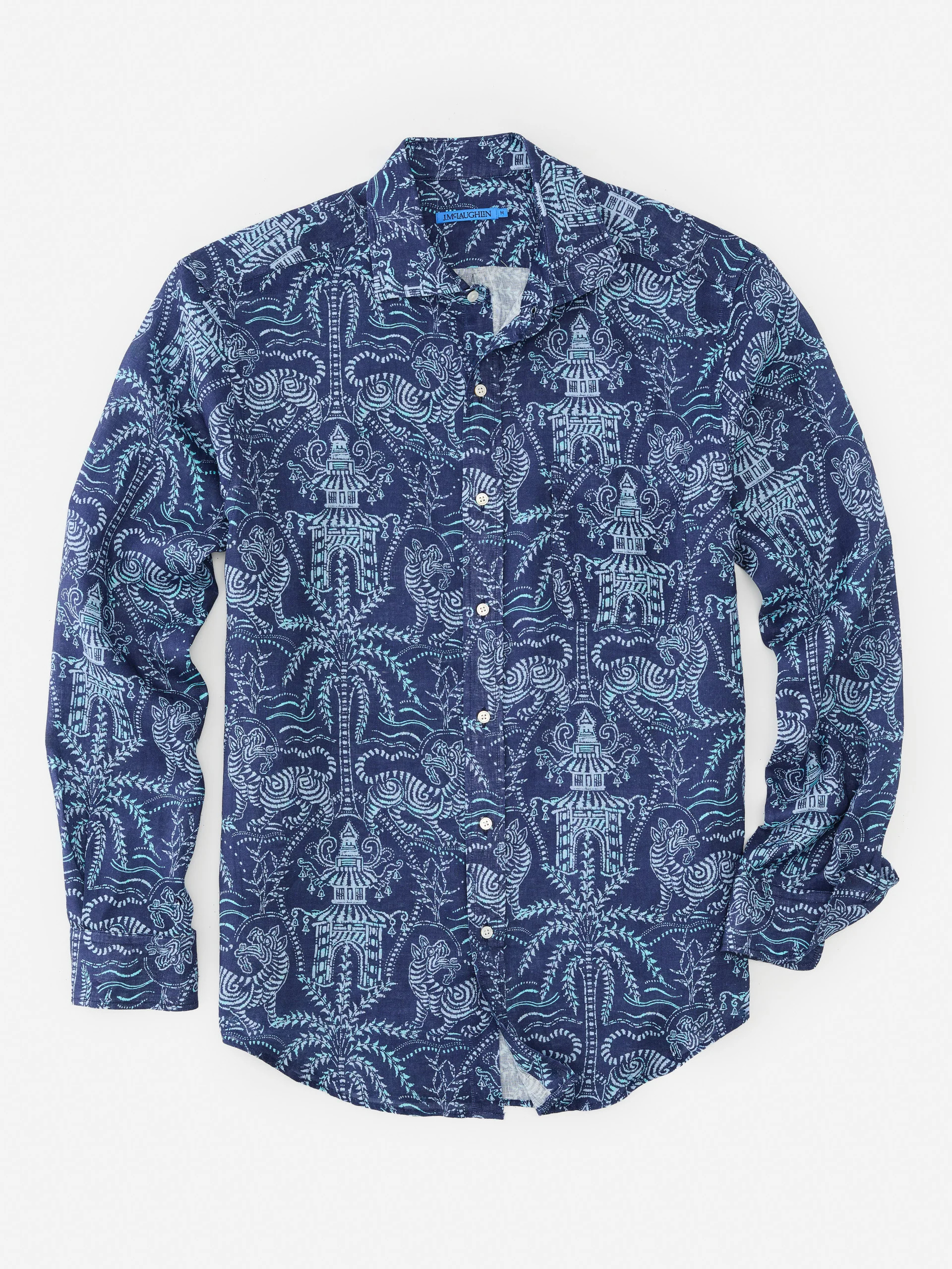 Gramercy Classic Fit Linen Shirt in Tiger Damask | J.McLaughlin