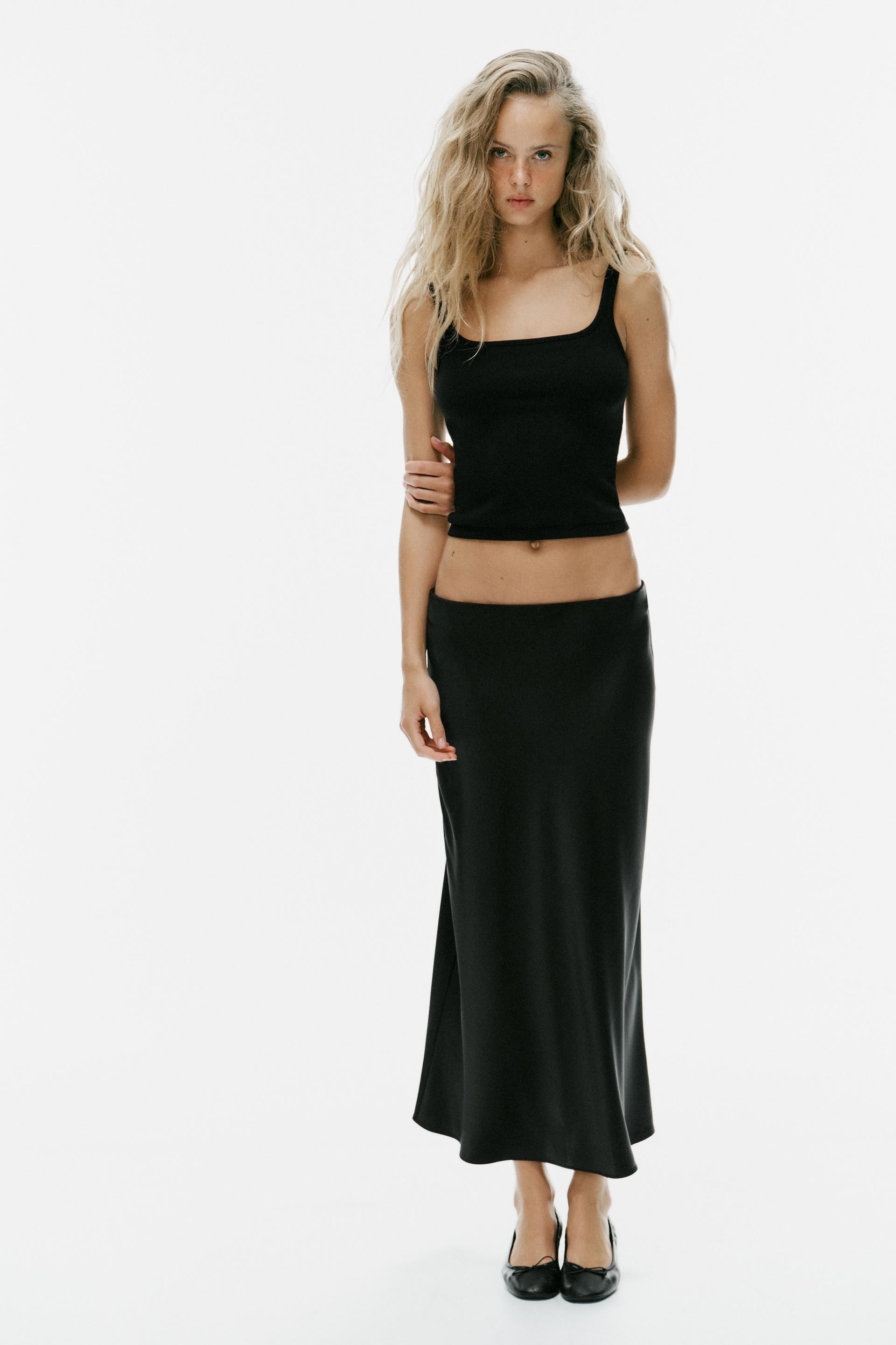 Zara - Satin Effect Midi Skirt - Women - Brown Ecru - Women | Zara US