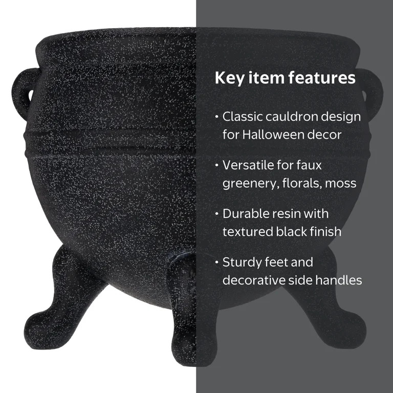 My Texas House Halloween Cauldron Decorative Planter, Black, 14" x 12" | Walmart (US)