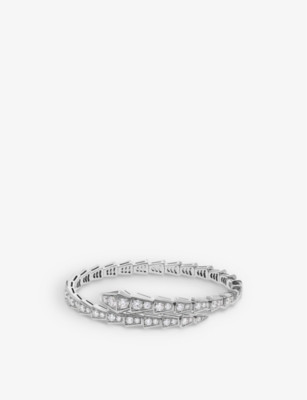 Serpenti Viper 18ct white-gold and 3.28ct brilliant-cut diamond bracelet | Selfridges