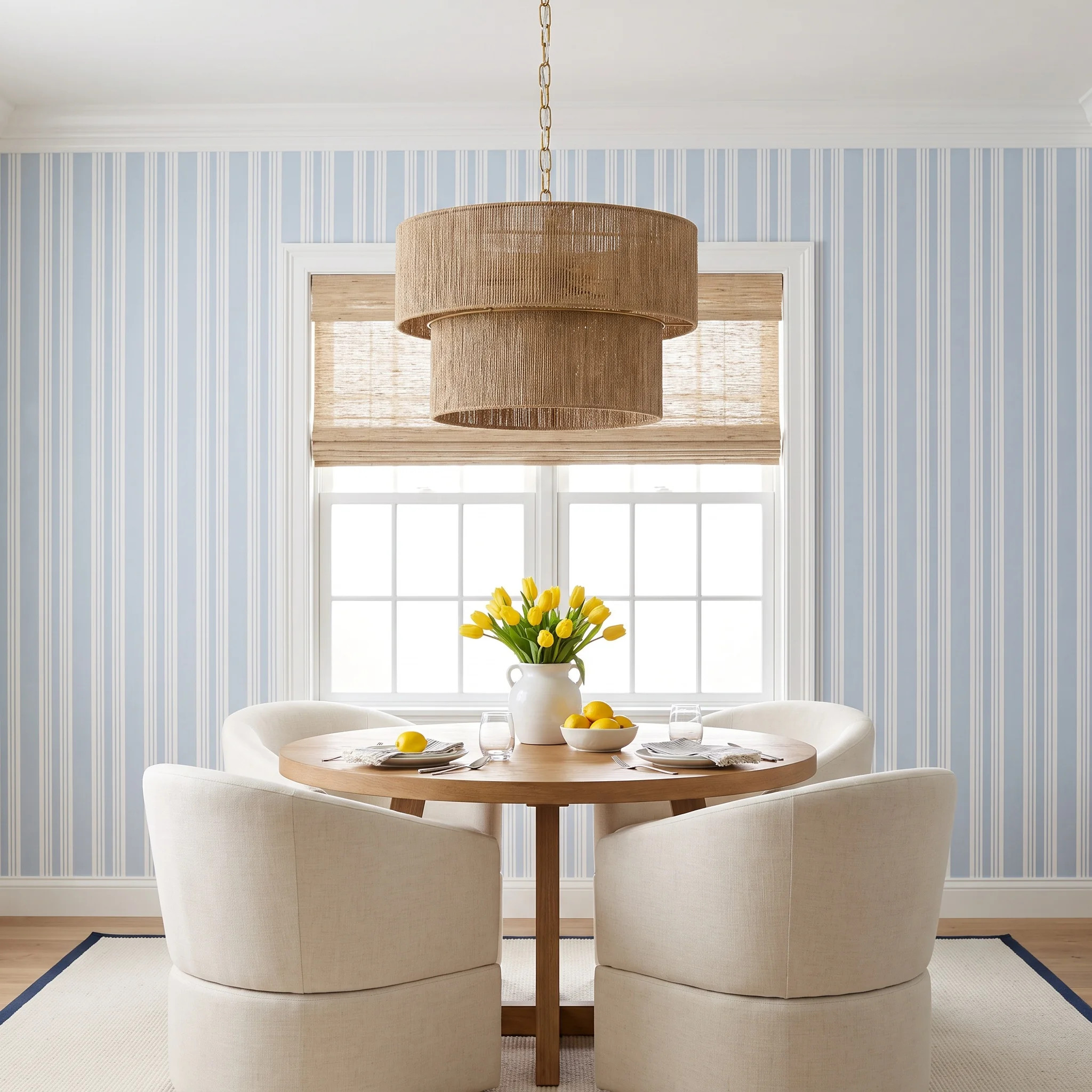 17.7" 4-Light Dimmable Drum Chandelier With 2-Tier Ratten Shade | Birch Lane
