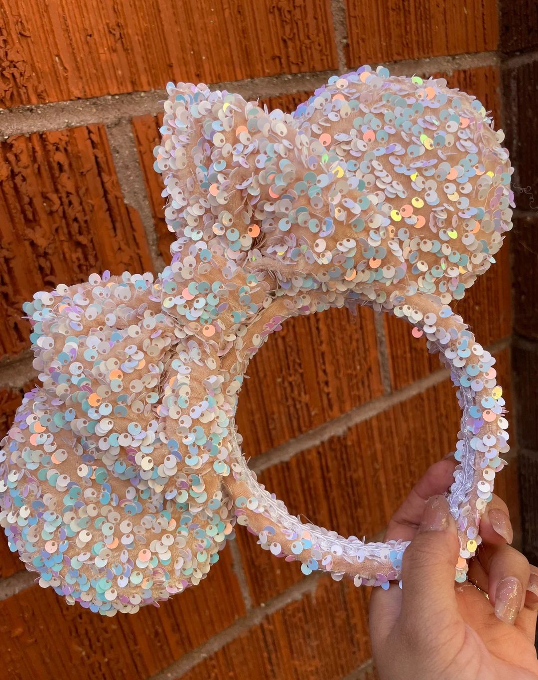 Cream Iridescent Minnie Mouse Ears | Etsy (US)