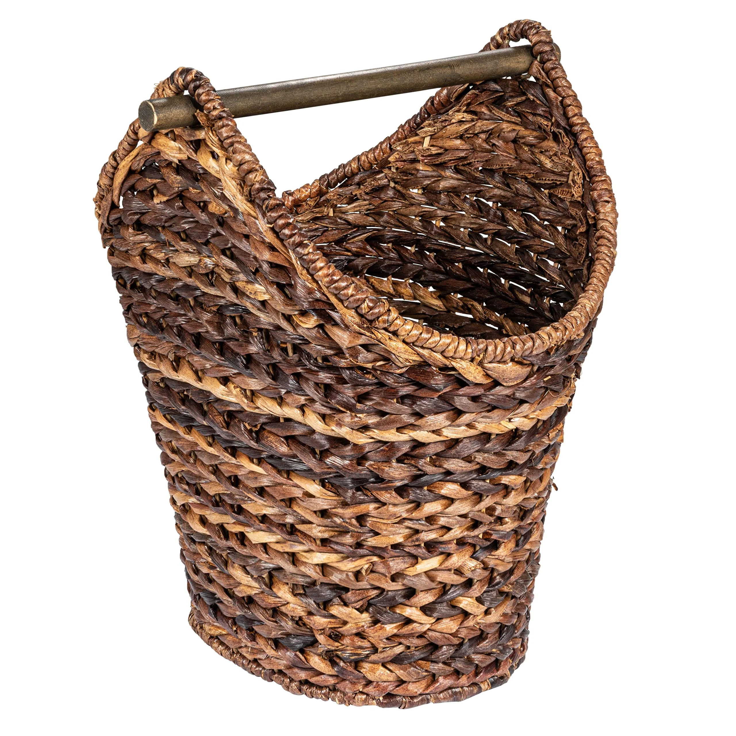 Creative Co-Op Boho Oval Braided Bankuan Bathroom Tissue/Toilet Paper Basket with Wood Handle Bar... | Walmart (US)
