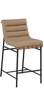Meridian Furniture 813Tan-C Burke Collection Modern | Contemporary Counter Stool with Soft Vegan ... | Amazon (US)