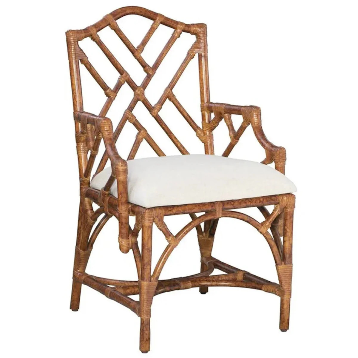 Chippendale Arm Chair With Holly White Cushions | The Well Appointed House, LLC