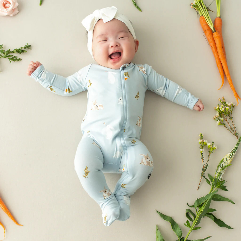 Zippered Footie in Ice Rabbit | Kyte BABY