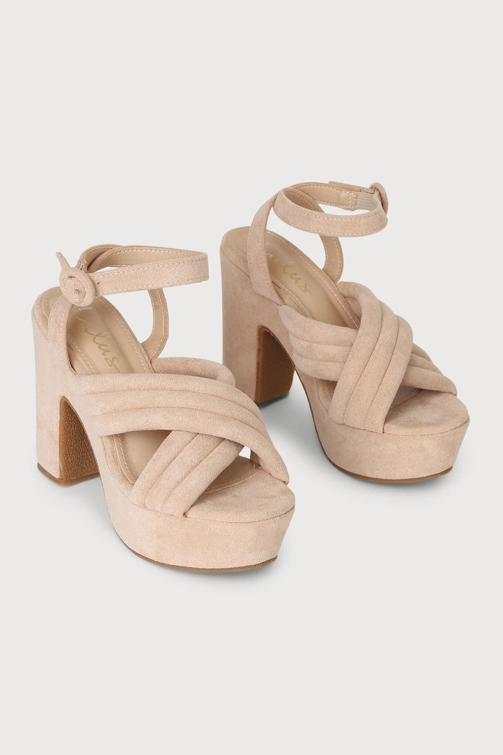 Nokunu Light Nude Suede Ankle Strap Platform Sandals | Lulus (US)