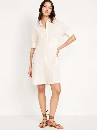 Linen-Blend Shirt Dress | Old Navy (US)