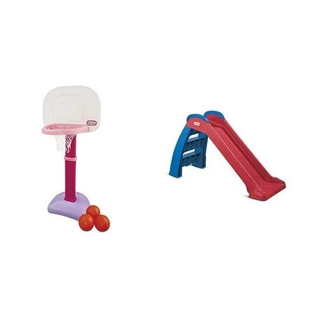 Little Tikes Easy Score Basketball Set (Pink, 3-Balls) and First Slide (Red/Blue) - Bundle Basketbal | Walmart (US)