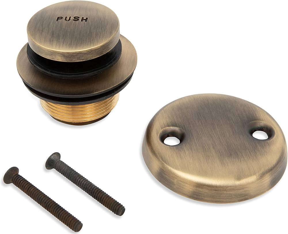 BATH DRAIN HARDWARE TOE PUSH - Antique Brass | Amazon (US)