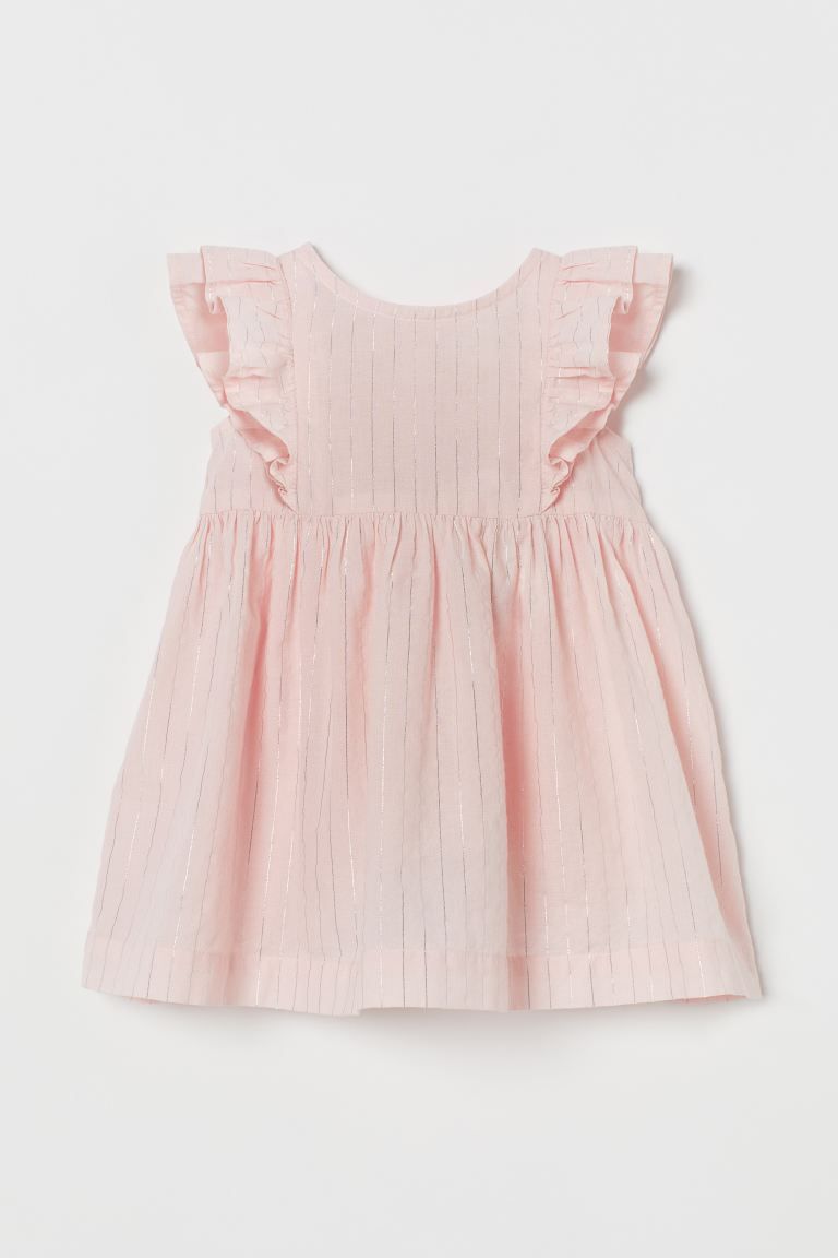 Sleeveless dress in woven cotton fabric. Ruffles at front extending over shoulders to back. Butto... | H&M (US)