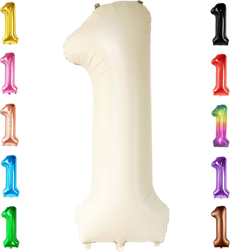 KatchOn, Giant 40 Inch Cream White Number 1 Balloon for Birthday Decorations, 1 Mylar Foil Balloo... | Amazon (US)