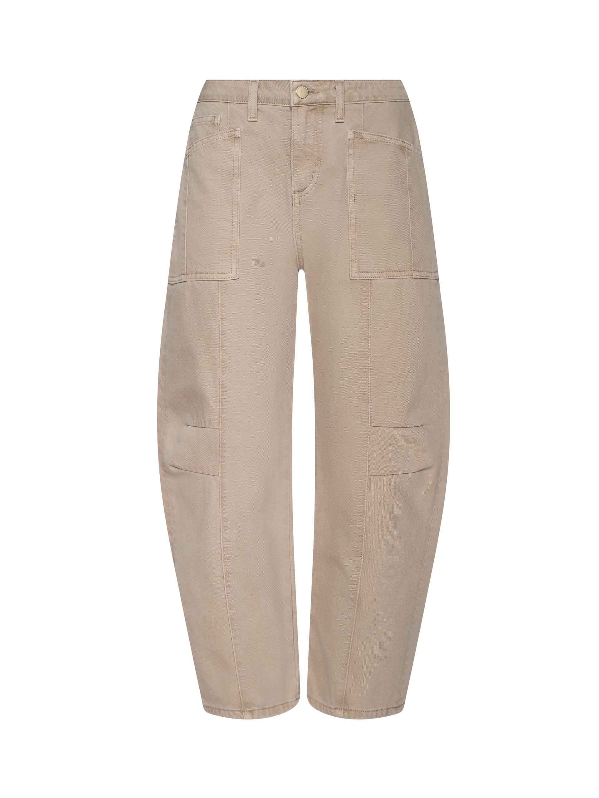 Cody Cropped Barrel-Leg Jean in Biscuit | L'AGENCE | L'Agence