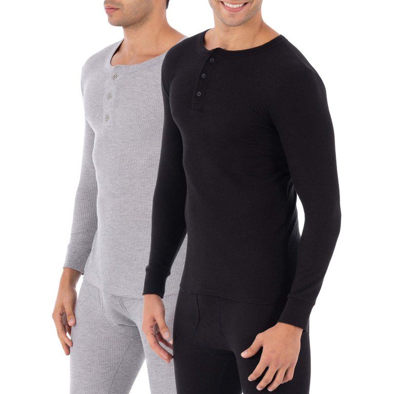 Fruit of the loom SUPER VALUE 2 Pack Men's & Big Men's Thermal Underwear Waffle Henley Top | Walmart (US)