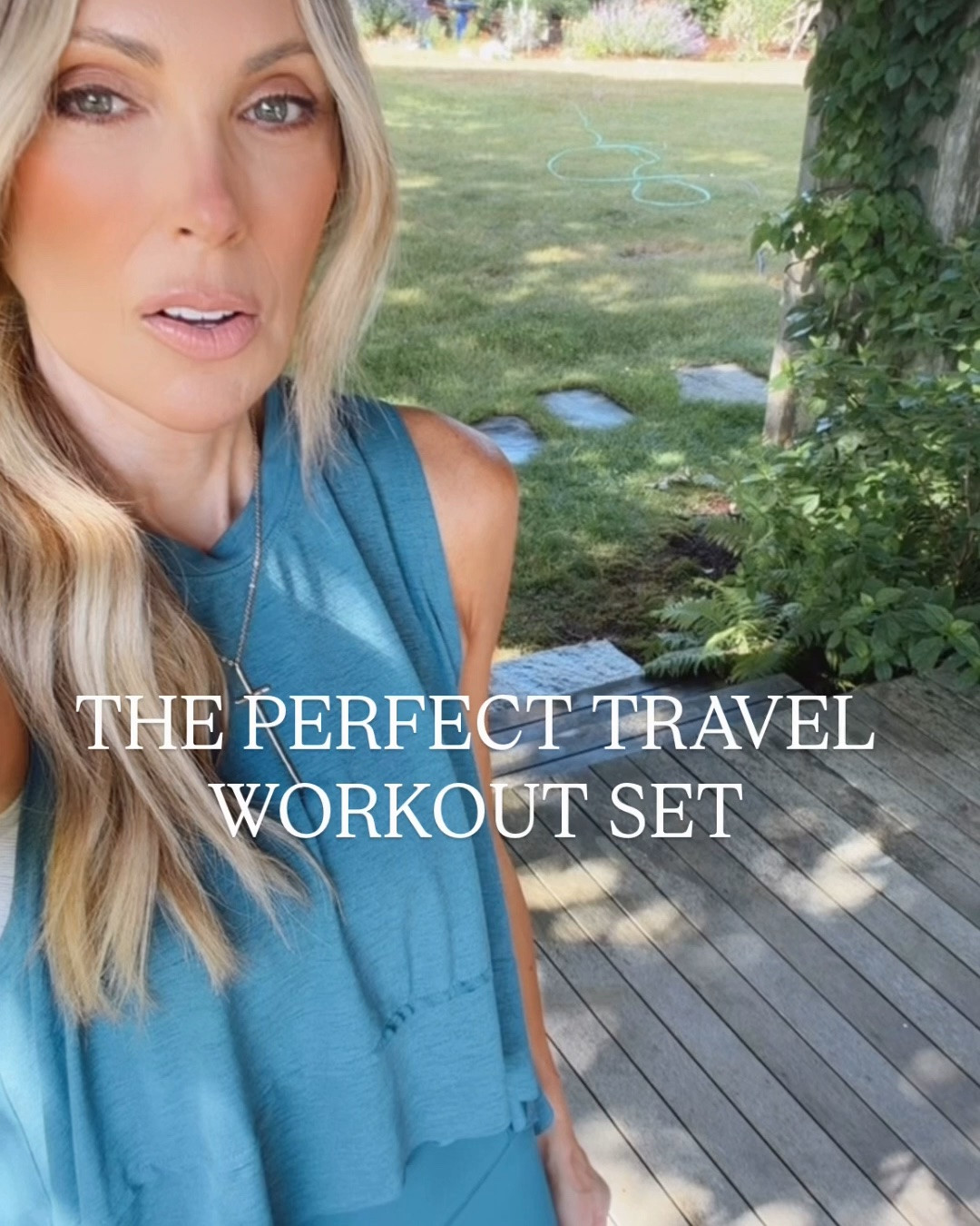Easy to pack, easy to workout in and then easy to spend the day in if you're traveling or on the go. Not every workout set is restaurant friendly but this one can go with you throughout the day.