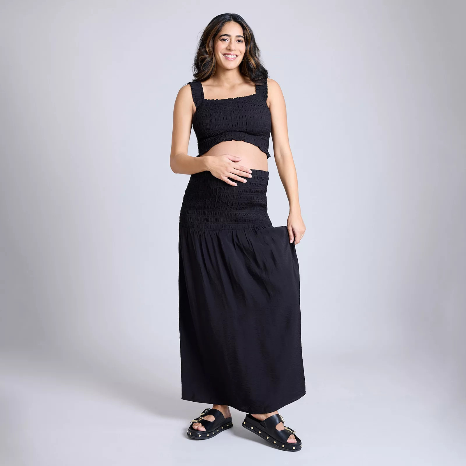 Maternity Motherhood® 2-pc. Smocked Crop Top & Maxi Skirt Set | Kohl's
