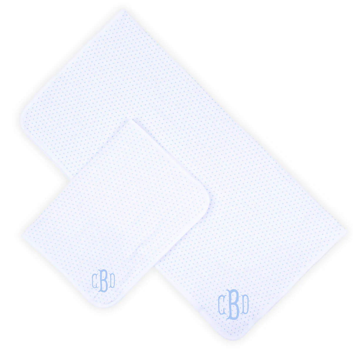 Polka Dot Blanket & Burp Cloth Set Blue | Classic Whimsy