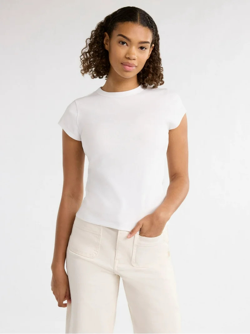 Free Assembly Women's and Women's Plus Cap Sleeve Tee, Sizes XS-4X - Walmart.com | Walmart (US)