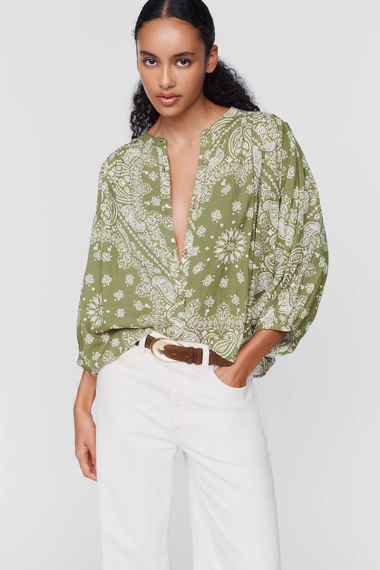 Pilcro Sidney 100% Cotton Batwing Blouse | Anthropologie (US)