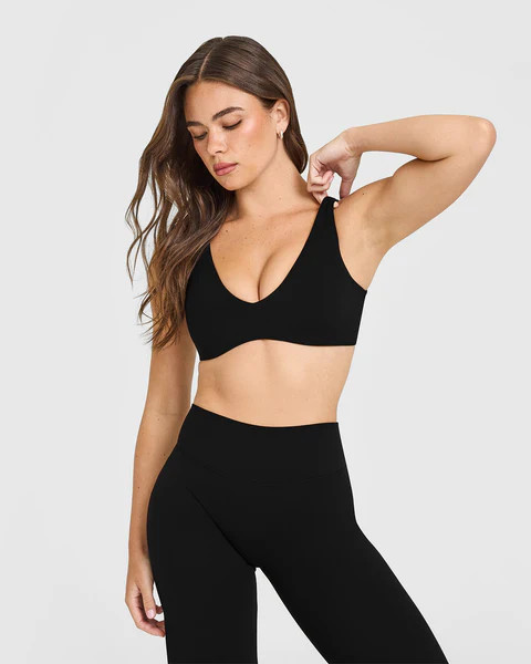 SoftMotion™ Scoop Back Bralette with White Logo 
 Black | Oner Active (UK / US)