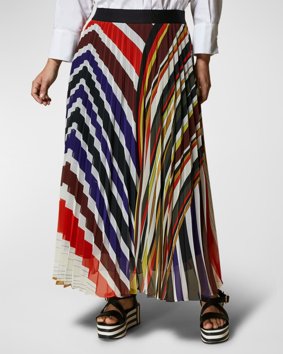 Marina Rinaldi Capri Pleated A-Line Maxi Dress | Neiman Marcus