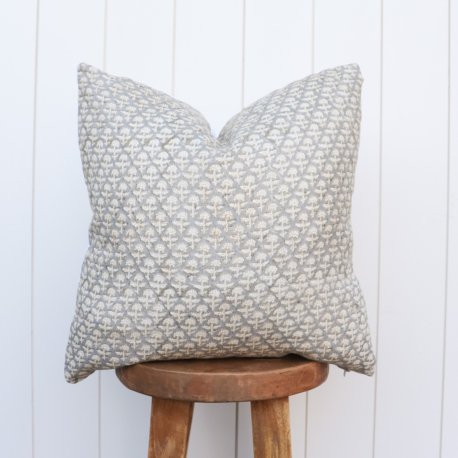 Floral Handblock Linen Pillow Cover  Gray Mustard Floral | Etsy | Etsy (US)