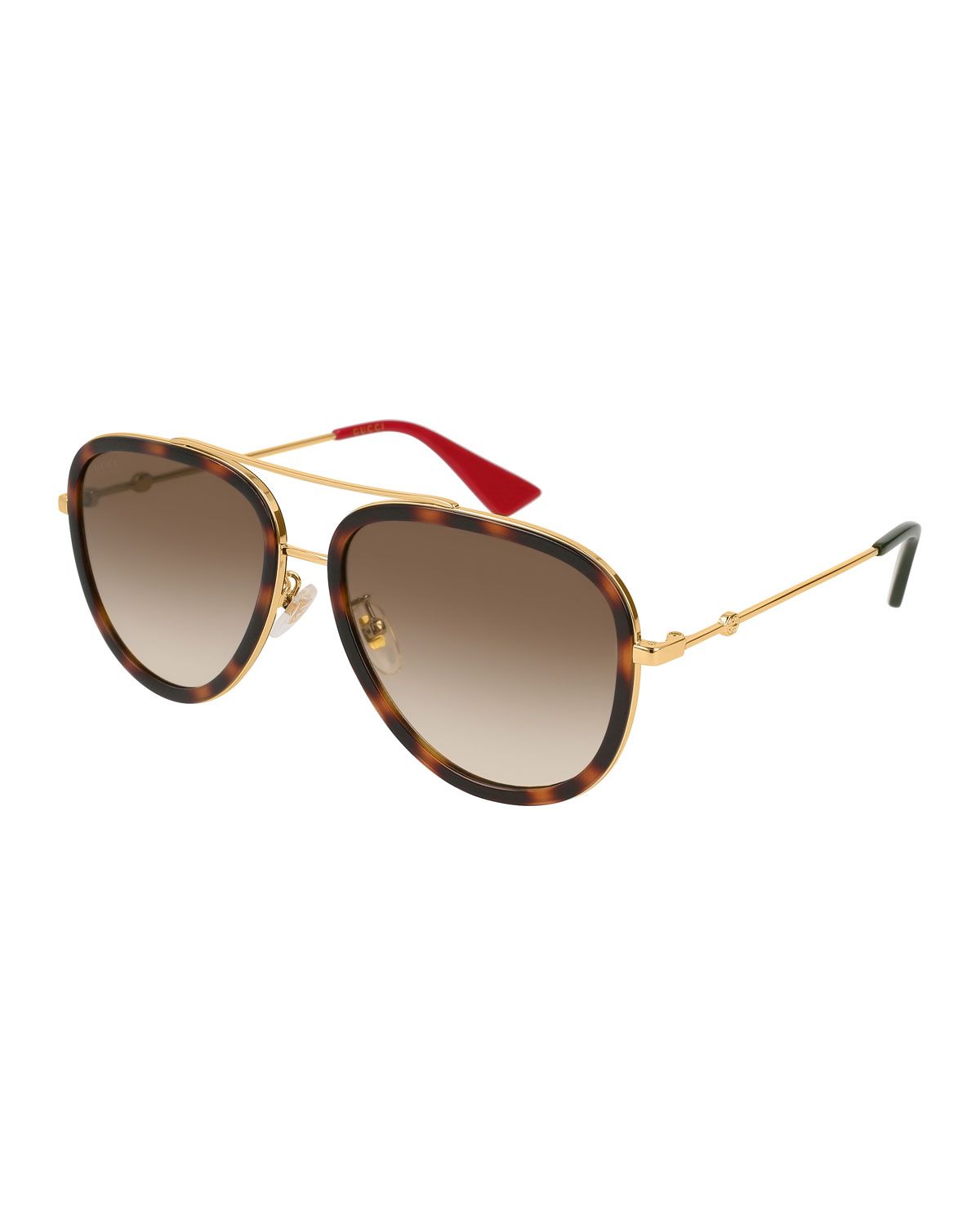 Metal Gradient Aviator Sunglasses, Gold/Brown | Neiman Marcus