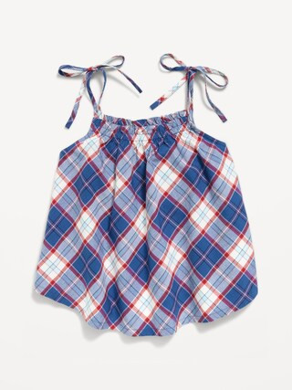 Sleeveless Tie-Shoulder Plaid Top for Girls | Old Navy (US)