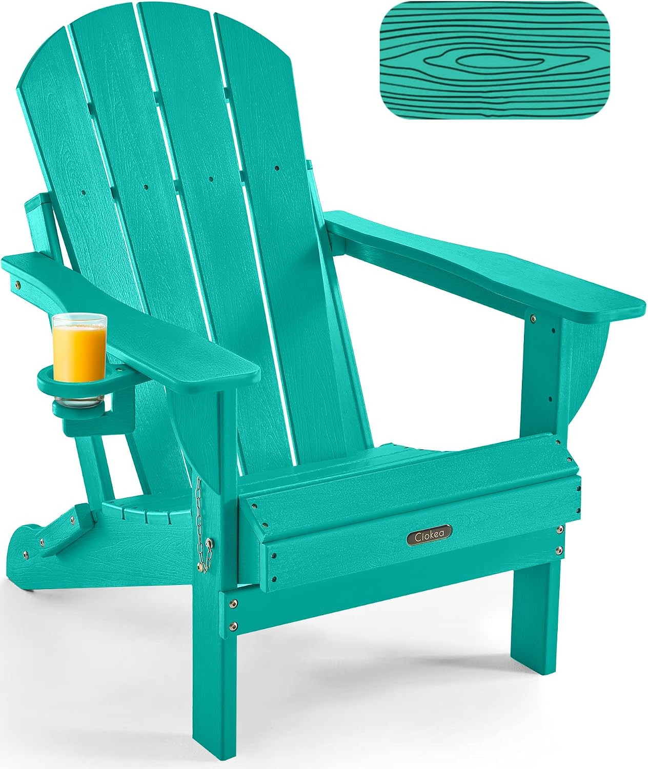 Folding Adirondack Chair HDPE All-Weather Patio, Lake Blue | Amazon (US)