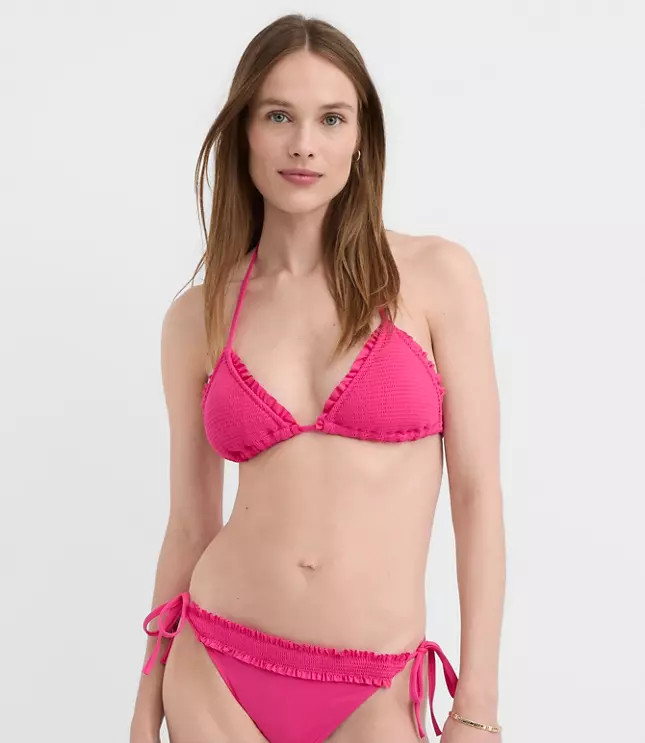 LOFT Beach Smocked Triangle Bikini Top | LOFT