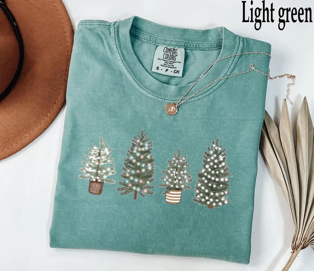 Christmas Tree Comfort Colors T-shirt, Festive Holiday Tree Shirt, Cozy Xmas Tree Tee, Winter Com... | Etsy (US)
