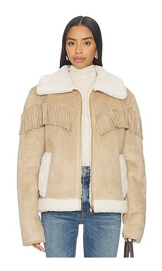 Generation Love Inez Vegan Faux Shearling Jacket in Taupe & White from Revolve.com | Revolve Clothing (Global)
