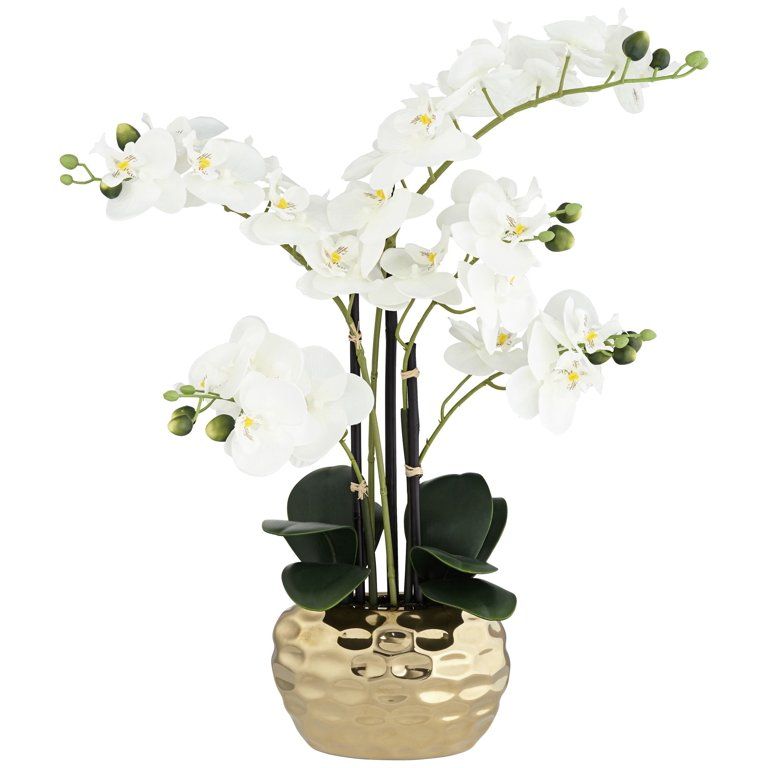 Dahlia Studios Indoor/Outdoor 23" Artificial Faux orchid, Gold | Walmart (US)