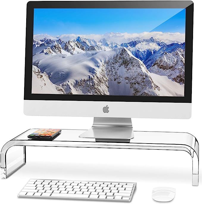 AboveTEK Premium Acrylic Monitor Stand, Custom Size Monitor Riser/Computer Stand for Home Office ... | Amazon (US)