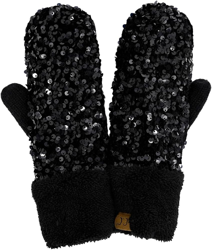Funky Junque Women's Cozy Fleece-Lined Winter Knit Mittens with Comfort Ribbed Cuff | Amazon (US)