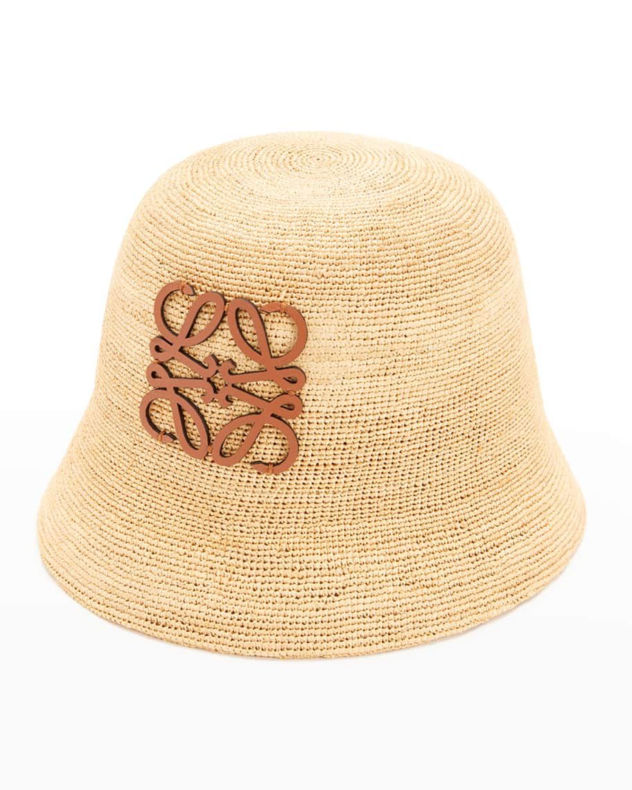 Loewe Anagram Raffia Bucket Hat | Neiman Marcus