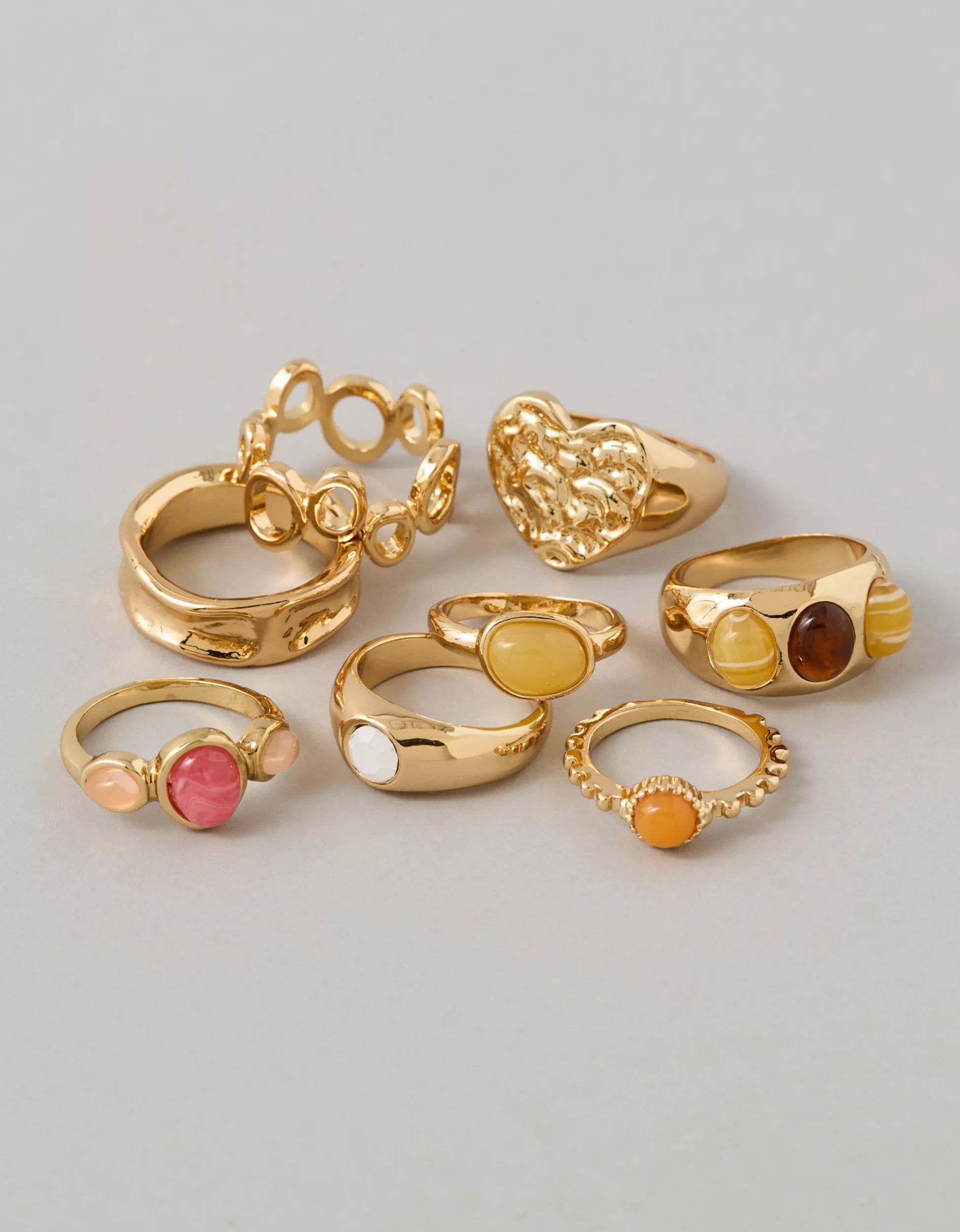 AE Neutral Stone Rings 8-Pack | American Eagle Outfitters (US & CA)