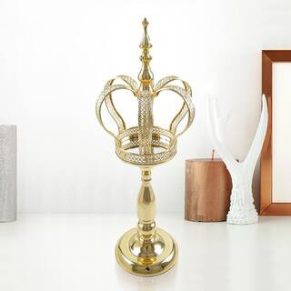 21.25 in. Gold Table Decor Decorative Crown Metal Accent Piece with Curved Stand 250535-GO - The ... | The Home Depot