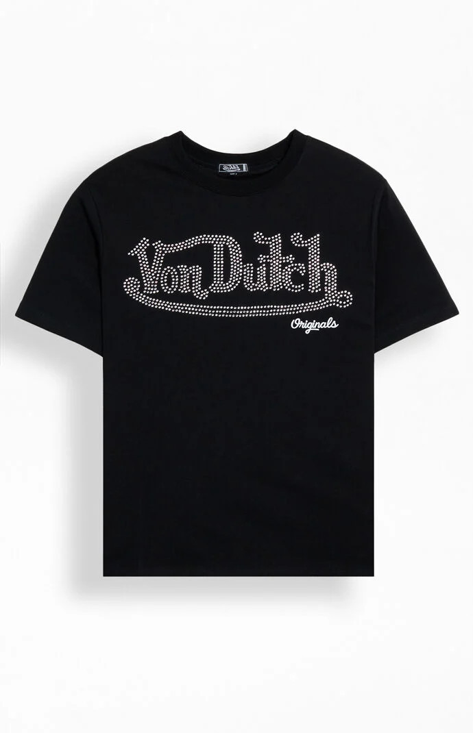 Von Dutch Men's Rhinestone T-Shirt in Black - Size XL | PacSun