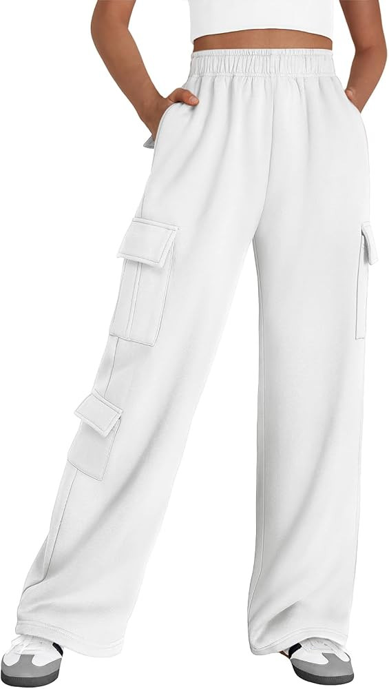 AUTOMET Womens Cargo Sweatpants Wide Leg Fleece Lined Y2k Pants for Women Fall Winter Baggy High ... | Amazon (US)