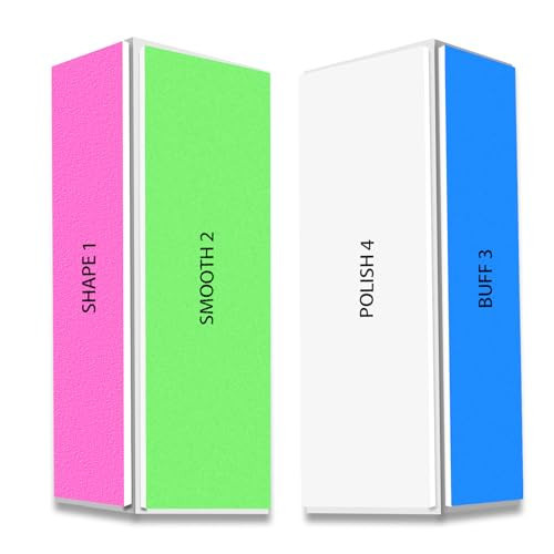 4 Way Nail Buffer Block (2 Pcs), Nail Shine Buffers Blocks Files for Natural and Acrylic Nails Smoother Buffing Block Polisher Fingernail File Buffer 120/240/600/3000 Grit for Buffing Shinning | Amazon (US)