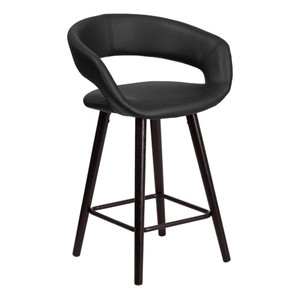 Flash Furniture 24" High Faux Leather Counter Stool in Black | Homesquare