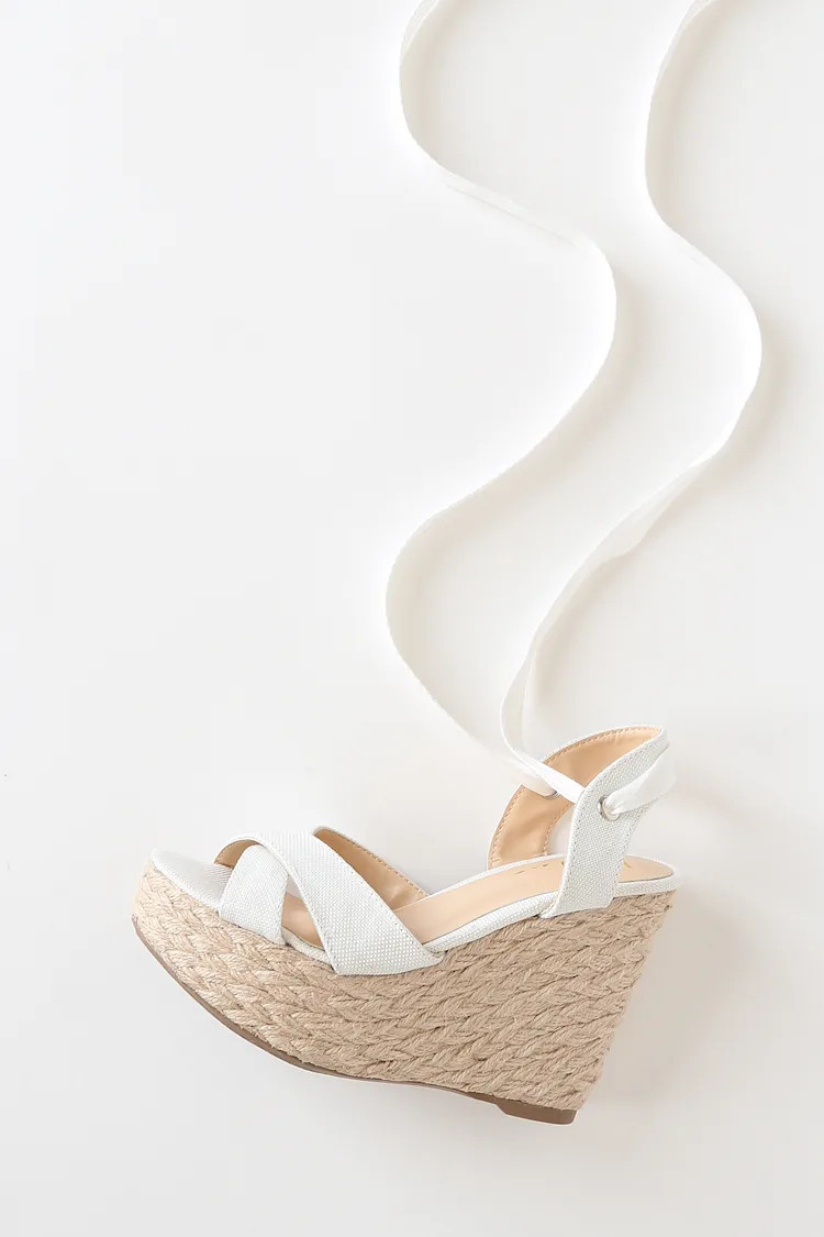 Esme White Lace-Up Espadrille Wedges | Lulus