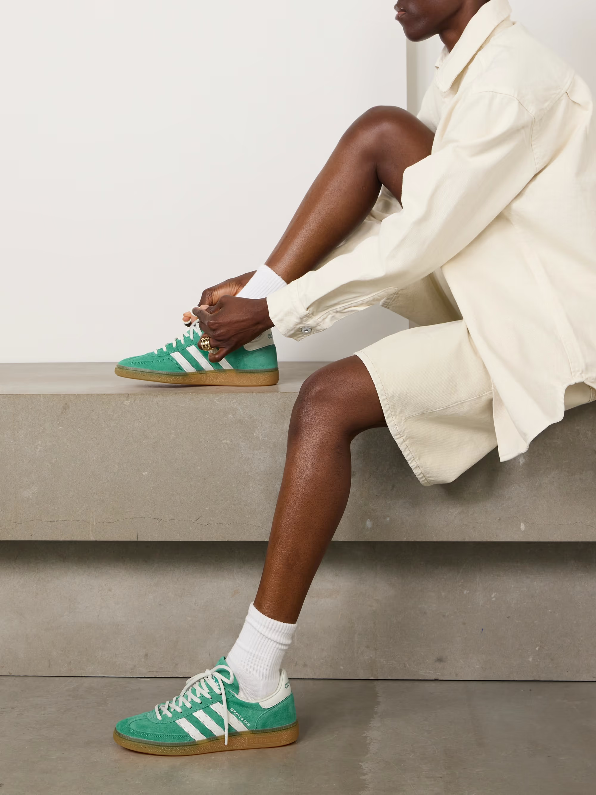 + Sporty & Rich Handball Spezial leather-trimmed suede sneakers | NET-A-PORTER (US)