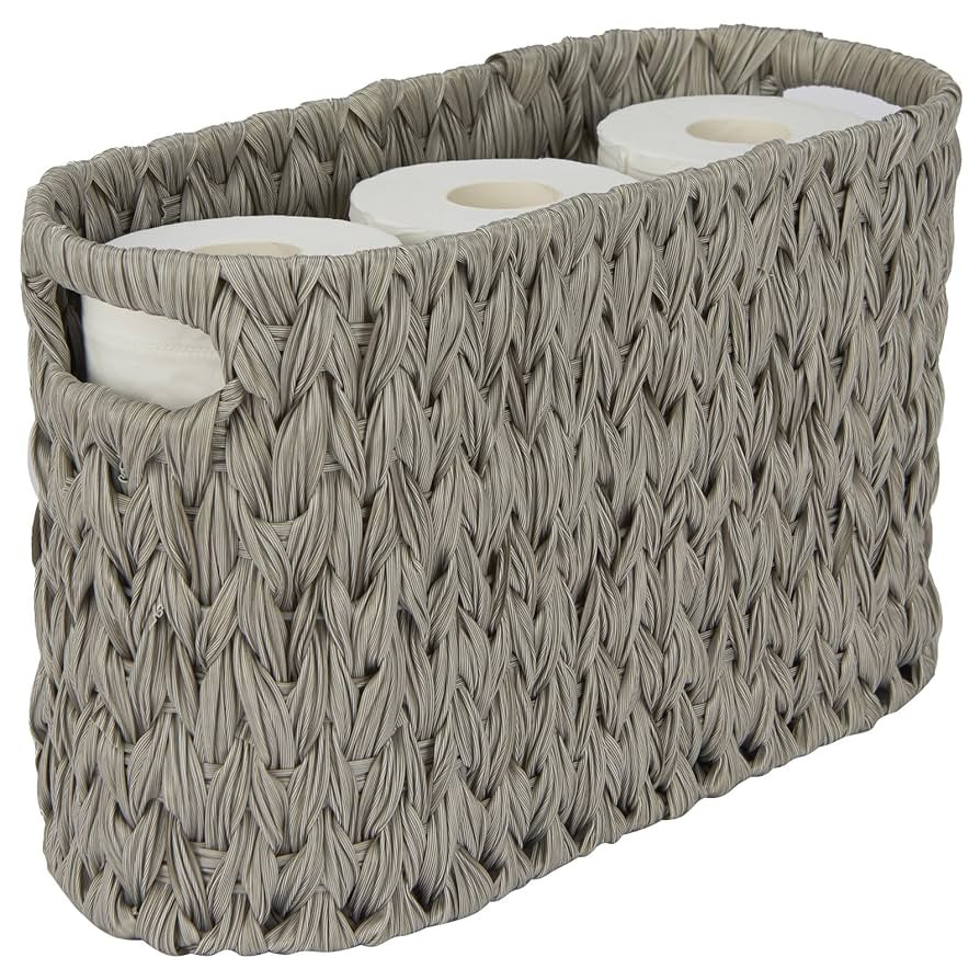 Toilet Paper Organizer - Freestanding Basket for Bathroom Storage, 6 Rolls, Waterproof, Grey | Amazon (US)