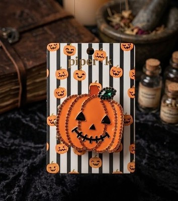 Piper K Halloween pumpkin hair clip with orange jack-o'-lantern face | eBay US