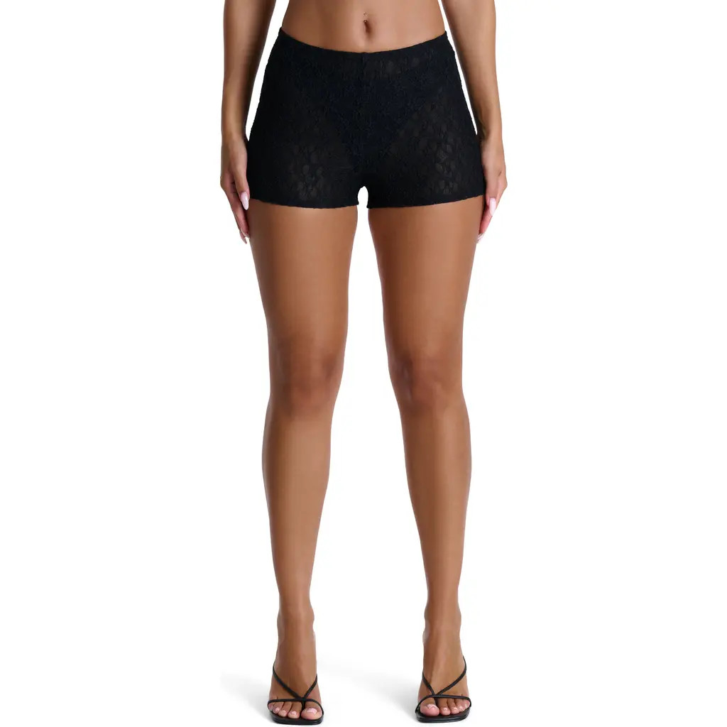 Naked Wardrobe Stretch Lace Hot Pants in Black at Nordstrom, Size Small | Nordstrom