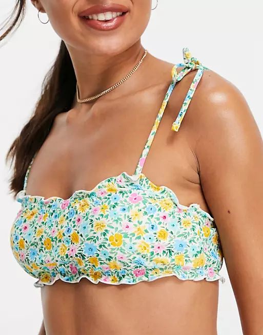 Nobody's Child frilly bikini top in retro floral - part of a set | ASOS (Global)